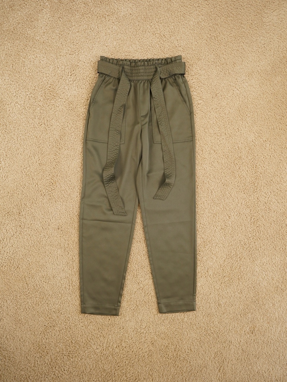 Abercrombie & Fitch Olive Green Paperbag Waist Joggers